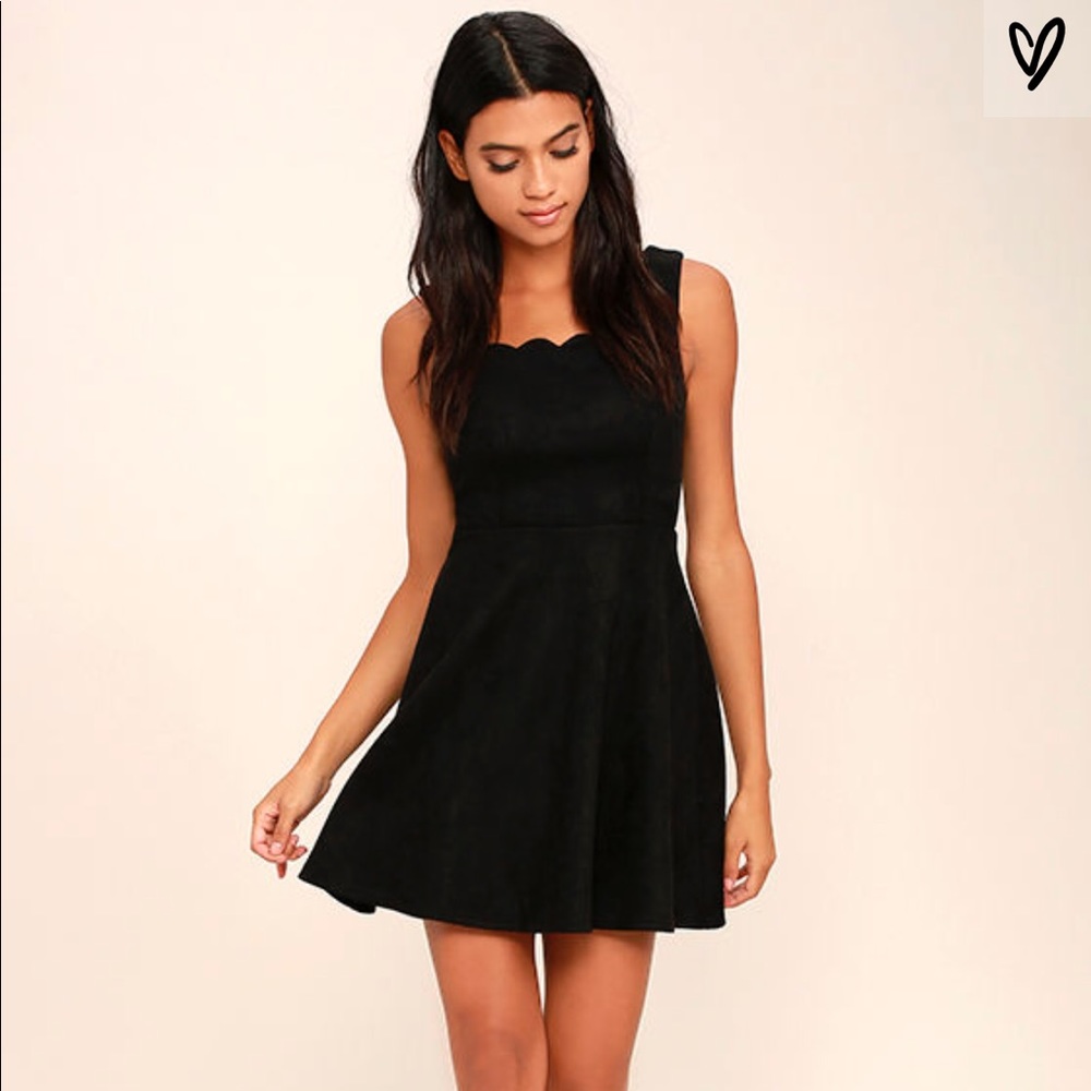 NWT LULUS Little Black faux suede dress